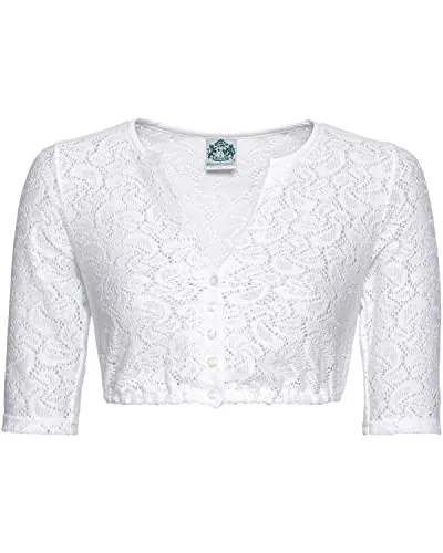 Hammerschmid Dirndlbluse Gerlinde 3/4-Arm Weiß 44 - Elegante Dirndlbluse für Damen mit 3/4-Ärmeln, perfekt für festliche Anlässe oder den Oktoberfest-Look.
