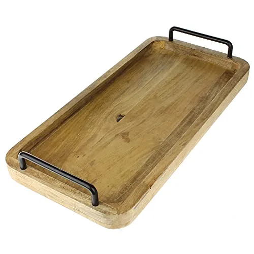 MACOSA VM060085 Tablett aus Mangoholz - Servierplatte aus hochwertigem Mangoholz, modern und vielseitig einsetzbar als Dekotablett, Serviertablett oder Obsttablett für jeden Wohnraum.