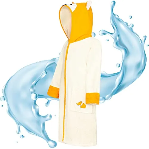Smithy Fashion Fuchs Bademantel, 86/92 - Kuscheliger Frottee-Bademantel für Kinder mit süßer Fuchs-Applikation und Kapuze. Ideal für gemütliche Momente nach dem Baden.