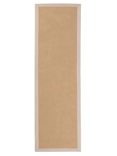 carpetfine Sisalteppich Sisal beige 75x300 cm - Rechteckiger Teppich aus 100% Sisal, handgewebt und schmutzabweisend. Ideal für Wohnräume, robust und strapazierfähig, mit farbiger Bordüre.