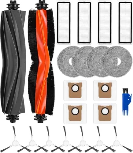 Zubehörset für Xiaomi X20+/Dreame L10s Ultra/L10 Ultra/L10 Prime Saugroboter, 2 Hauptbürste, 4 Filter, 4 Wischpad, 7 Seitenbürsten, 4 Staubbeutel, 1 Reinigungsbürste Ersatzteile Zubehör für Dreame