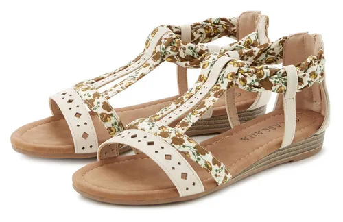 LASCANA Sommerschuh Sandale Damen Gr. 40 beige - VEGAN Sandale im Festival-Look von LASCANA. Mit Riemchen und Keilabsatz für optimalen Tragekomfort – perfekt für warme Tage und Festivals.