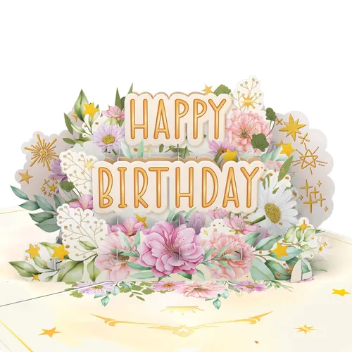 LIMAH® Pop Up Karte - 3D Geburtstagskarte - mit Goldakzenten