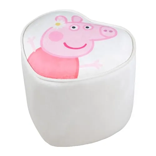roba Pouf Coeur en Velours Peppa Pig - Hocker fürs Kinderzimmer mit liebevollem Peppa Pig Design, ideal für Kinder ab 18 Monaten - stabil, weich gepolstert und leicht zu reinigen.