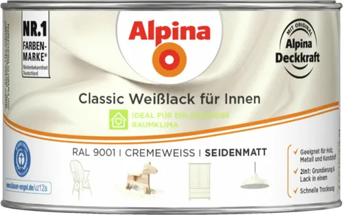 Alpina Classic Weißlack für Innen Cremeweiß 300 ml seidenmatt
