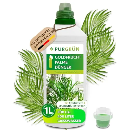 Purgrün Universaldünger Goldfruchtpalme 1L - Dünger für Goldfruchtpalmen – mit NPK 10+4+6 für kräftige Palmwedel und schnelles Wachstum, enthält alle wichtigen Nährstoffe für optimale Gesundheit und Widerstandsfähigkeit.