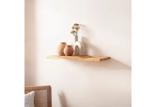 FINEBUY Wandregal FB74747 aus Akazienholz in Wellenform
