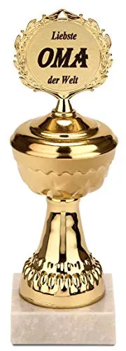 BRUBAKER Pokal - goldene Trophäe mit Marmorsockel - Geschenkidee für Großmütter - Motiv: Liebste Oma der Welt