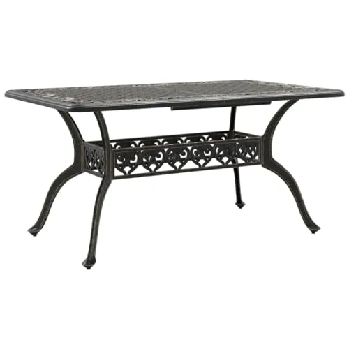 vidaXL Gartentisch Bronzen 150x90 cm aus Aluminiumguss - Stylischer Gartentisch aus langlebigem Aluminiumguss mit Schirmloch. Ideal für drinnen und draußen – perfekt für gesellige Runden und entspannte Stunden im Freien.