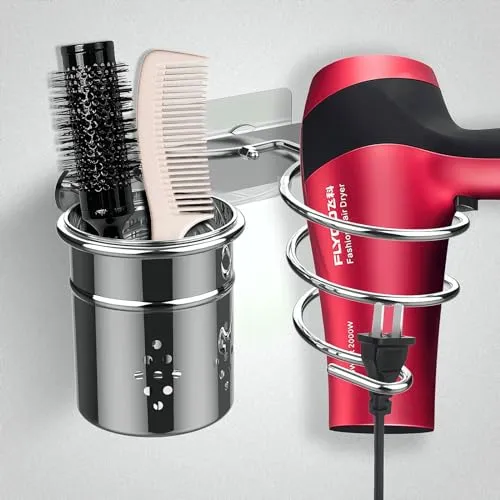 EINFAGOOD Fönhalter Edelstahl – Selbstklebender Haartrockner Halter ohne Bohren - Hochwertiger Haartrocknerhalter aus rostfreiem Edelstahl, ideal für kleine Badezimmer. Organisiert Platz und sorgt für Ordnung. Einfache Montage in 5 Minuten ohne Bohren!