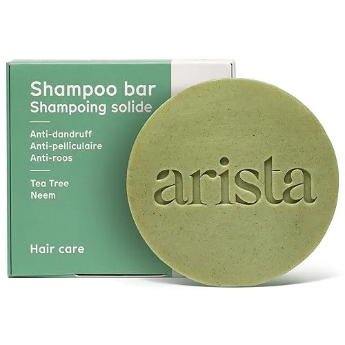 Arista Anti Schuppen Shampoo für Damen & Herren | Festes, Sulfatfreies Haarshampoo | Neemblat-Pulver & Teebaumöl | Vegane Haarseife