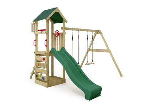 FATMOOSE Spielturm KiwiKey - Abenteuerlicher Kletterturm mit Doppelschaukel, 10-jährige Garantie*, Integrierter Sandkasten