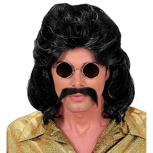 W WIDMANN MILANO Party Fashion - Perücke mit Bart, 70er Jahre, Disco, Faschingskostüme