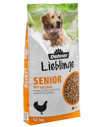 Dehner Hundefutter Senior - Trockenfutter für ältere Hunde, mit Geflügel, fördert Zahnhygiene und unterstützt gesunde Darmflora, 12 kg