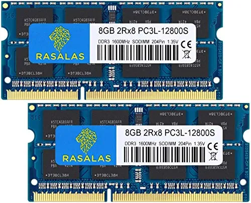 Rasalas DDR3 RAM 16GB Kit (2x8GB) DDR3L 1600MHz PC3L-12800 16GB Non ECC Unbuffered 1.35V CL11 2Rx8 Dual Rank SODIMM Laptop Arbeitsspeicher