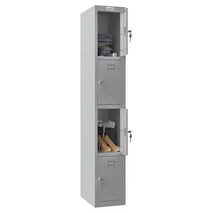 phoenix Spind Locker grau PL1430GGK - Bürostühle – 4 abschließbare Schließfächer für sichere Aufbewahrung, ideal für Schule, Sporthalle oder Büro mit integrierter Lüftung für schnellere Trocknung.