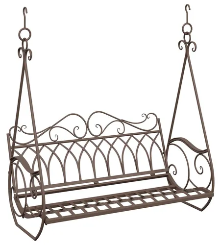 vidaXL Schaukelbank Stahl Antikbraun 112 x 60 x 126,5 cm - Elegante Schaukelbank aus robustem Stahl für den Außenbereich. Ideal zum Entspannen auf der Terrasse oder Veranda. Ihr modernes Design und die einfache Montage machen sie zum perfekten Möbelstück für jeden Garten.