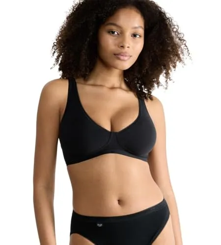 Sloggi Basic+ Soft Bra Black - Funktionsunterwäsche für Damen, ideal für den Alltag, mit weichem Material für höchsten Tragekomfort und Maschinenwäsche geeignet.