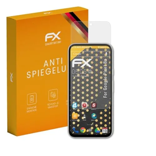 atFoliX Displayfolie kompatibel mit Google Pixel 8a Schutzfolie, entspiegelnde und stoßdämpfende FX Folie (3X)