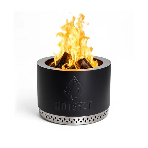 Raucharme Feuertonne ⌀38cm aus Edelstahl 304 mit Tragetasche - Hochwertige Feuertonne für vielseitige Brennstoffe, inklusive wetterfester Tragetasche. Mit 360°-Luftzirkulation für geringere Rauchentwicklung und einfache Reinigung durch abnehmbaren Boden.