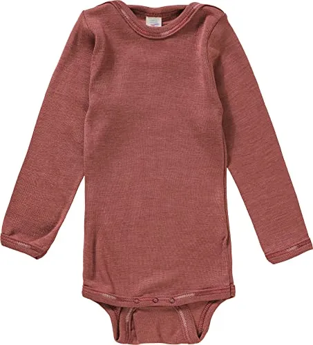 Engel Baby Body Langarm aus Wolle-Seide, Kupfer, 98-104 - Hochwertiger Baby-Body langarm mit Drucknöpfen, temperaturausgleichend und GOTS zertifiziert. Ideal für warme und angenehme Tragequalität, Made in Germany.