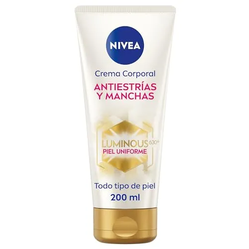 NIVEA Luminous 630 Anti-Streifen und Flecken Körpercreme 200 ml - Bodycreme mit Luminous 630 für einen ebenmäßigen Hautton und 48h Feuchtigkeit, reduziert sichtbar Dehnungsstreifen und Flecken in nur 4 Wochen.