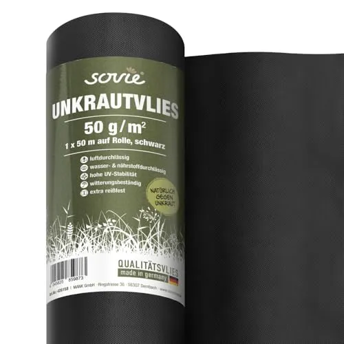 Gartenvlies-Rollen Schwarz 50g/m² - Unkrautvlies für den Garten - Gartenvlies 50g/m², ideal für leichte Gartenarbeiten, bietet effektiven Unkrautschutz und ist gleichzeitig umweltfreundlich und langlebig.