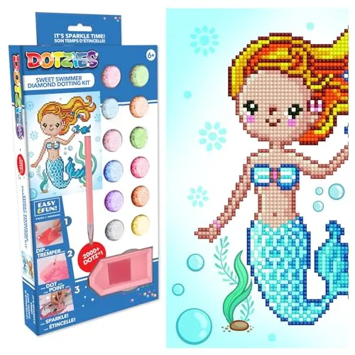 DIAMOND DOTZ DOTZIES 2593211 Original 5D Diamond Painting Set, Meerjungfrau, DIY Diamant-Malerei mit Glitzersteinen, Diamanten-Bastelset für Kinder ab 6 Jahren, Beginner