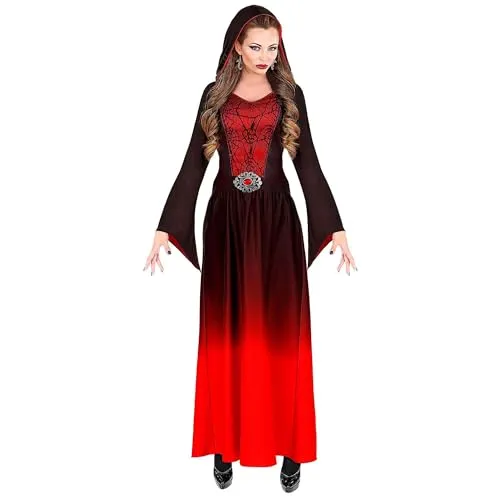 W WIDMANN MILANO Party Fashion - Kostüm Gothic Lady, Kleid mit Kapuze, Dämon, Vampir, Halloween