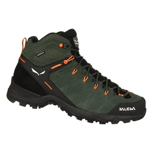 Salewa Alp Mate Mid Herrenwanderstiefel - Grün, Größe 42 - Wanderschuhe mit wasserdichter Membran, optimaler Passform und 3F System für besten Halt auf jedem Terrain.