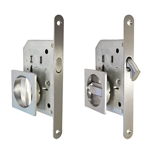 BricoShopping Set Griffe für Innentüren aus Holz, versenkbar, Set mit Einsteckschloss, Haken und Blindverriegelung, Stahldüse (quadratisch C / Verriegelung, satiniertes Chrom)