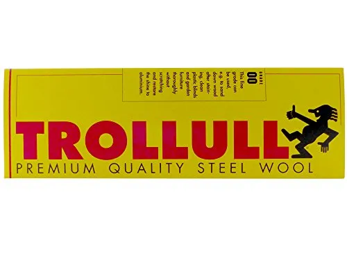 Trollull Stahlwolle, 200 g, fein 00, kann verwendet werden, um Holz, Kunststoffrollos und Gartenmöbel zu bearbeiten und Aluminium zu polieren