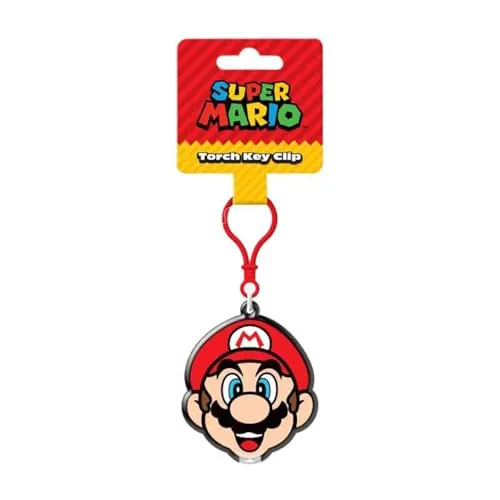Super Mario Mario Taschenlampen-Schlüsselclip, offizielles Lizenzprodukt, Nintendo-LED-Schlüsselanhänger-Licht