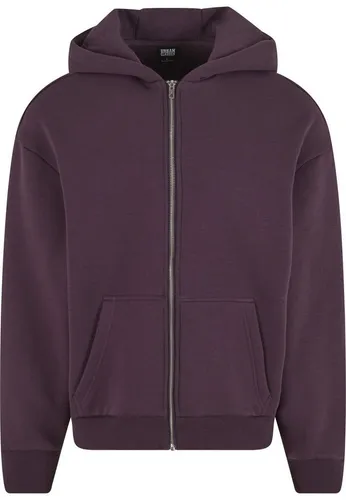 Urban Classics Fluffy Zip Cardigan plumpurple, L - Funktionsjacken mit Reißverschluss für einfache Temperaturregelung und bequeme Passform. Ideal für Freizeit und Sport an kühlen Tagen.