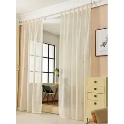 Woltu Gardine (1 St), halbtransparent, mit Schlaufen Leinen Landhaus Optik 140 cm x 245 cm