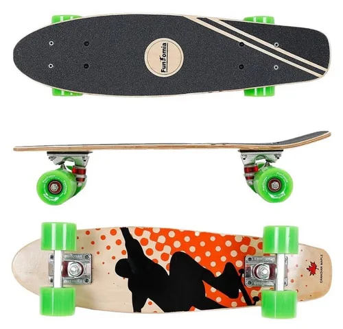 FunTomia Miniskateboard - Retro Cruiserboard mit ABEC-9 Kugellagern - Cruiserboards aus 7 Schichten kanadischem Ahornholz, ideal für komfortables Fahren und Cruisen. Hochwertige Verarbeitung mit stabilen ALU Trucks und rutschfestem Deck.