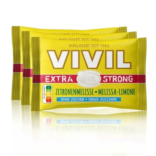 VIVIL Extra Strong Zitronenmelisse Pastillen ohne Zucker | 3er Pack
