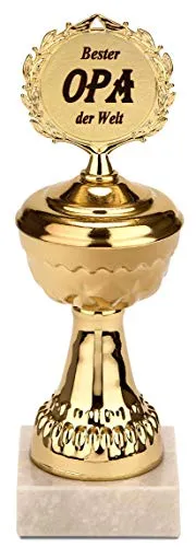 BRUBAKER Pokal - goldene Trophäe mit Marmorsockel - Geschenkidee für Großväter - Motiv: Bester Opa der Welt