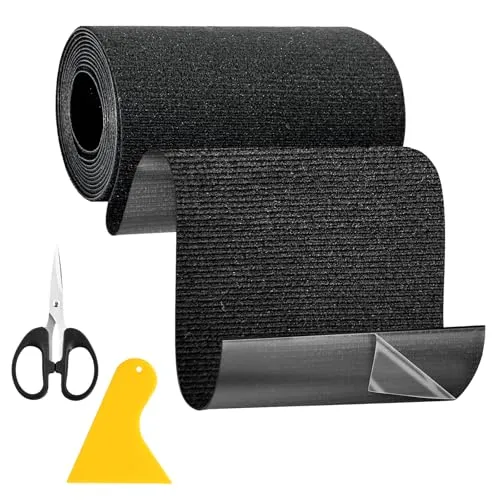 Gewebe Reparaturband Set 10cm x 2m Schwarz – Selbstklebendes Stoff Reparaturband für Zelt, Markise, Plane, Möbel, Kleidung – Flicken Selbstklebend Stoff mit Schere & Spachtel