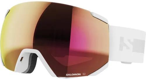 SALOMON RADIUM ML Schneebrille 2025 - white/universal ruby - Snowboardbrille mit photochromer Scheibe für optimale Sicht und 100% UV-Schutz. Dreilagiger Schaumstoff sorgt für Komfort, während das Airflow System für klare Sicht sorgt.