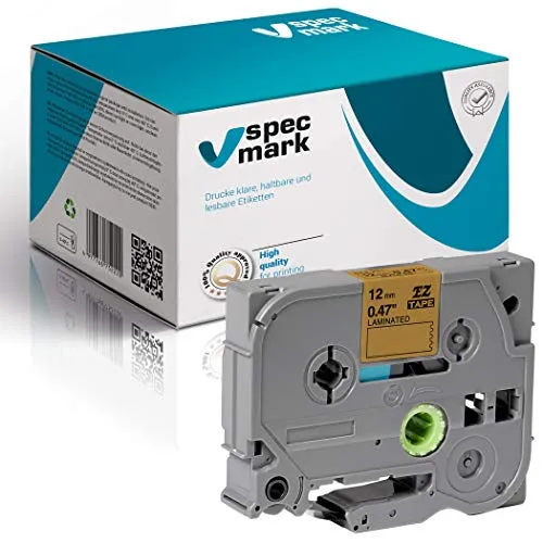 specmark Schriftband TZe-831 12mm x 8m Schwarz auf Gold Band kompatibel mit allen Drucker Brother PT P-touch AZe-831 EZe-831 TZ-831 TZ2-831