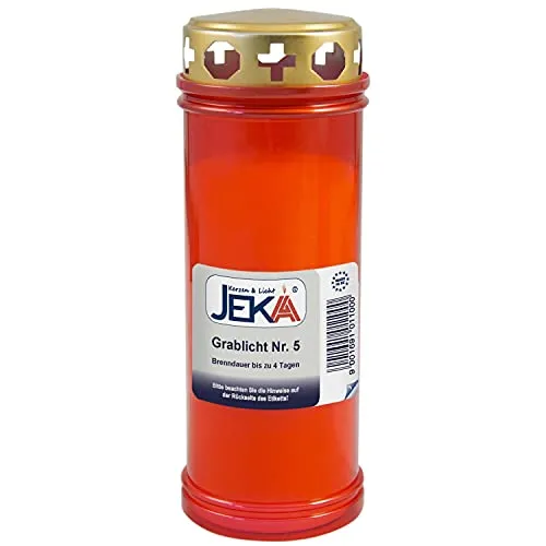 Grablicht Nr. 5, rot, Jeka, Ebersbacher Kerzen