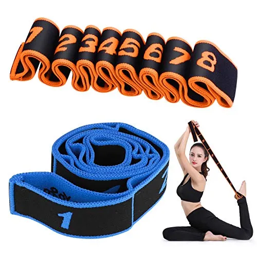 Hippodance Yoga Set, Yoga Stretch Gurt mit 8 Schleifen, Leicht zu Tragender und Hochelastischer Widerstandsbänder, Ideal für Heißes Yoga, Körperliche Therapie, Größere Flexibilität