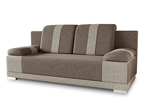 Sofa mit Schlaffunktion Imola - Beige Schlafsofa mit Bettkasten - Sofas & Couches, stilvolles Schlafsofa mit 195x130 cm Schlaffläche und praktischem Bettkasten für optimalen Komfort.