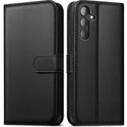 Handyhülle Leder Wallet Kartenfach Magnet Samsung Galaxy S24 Schwarz