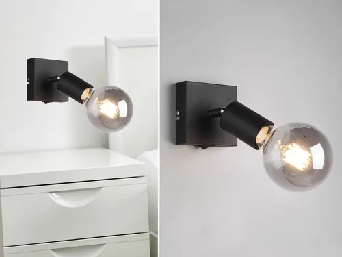 Produktbild Retro LED Wandstrahler Deckenstrahler Spot mit Schalter 1flammig Schwarz 9x11cm