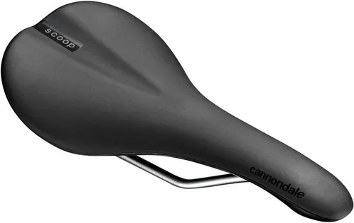 Cannondale Scoop Cromo Shallow Sattel 142 mm - Fahrradsattel für Straße und Gelände, bietet Komfort und Geschwindigkeit durch innovative dreiteilige Konstruktion. Ideal für verschiedene Fahrpositionen und ausgestattet mit robusten Chromoly-Schienen.