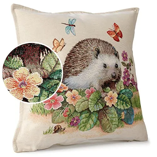 ANRO Kissenbezug Dekokissen Kissen Sofakissen Kissenbezüge Kissenhülle Gobelin Motiv Igel 45x45cm mit Füllung