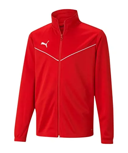 Puma Kinder teamRISE Training Poly Jacket - Sportjacke in Rot und Weiß - Sportjacke mit normaler Passform, Stehkragen und elastischen Bündchen, ideal für Training und Freizeitaktivitäten.