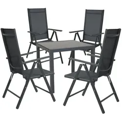 SVITA Garten-Essgruppe Set Gartentisch + 4 Gartenstühle - Moderne Gartenmöbelgarnitur mit klappbaren Stühlen für flexibles Sitzen. Der quadratische Tisch mit 80 cm bietet Platz für 4 Personen und ist pflegeleicht.